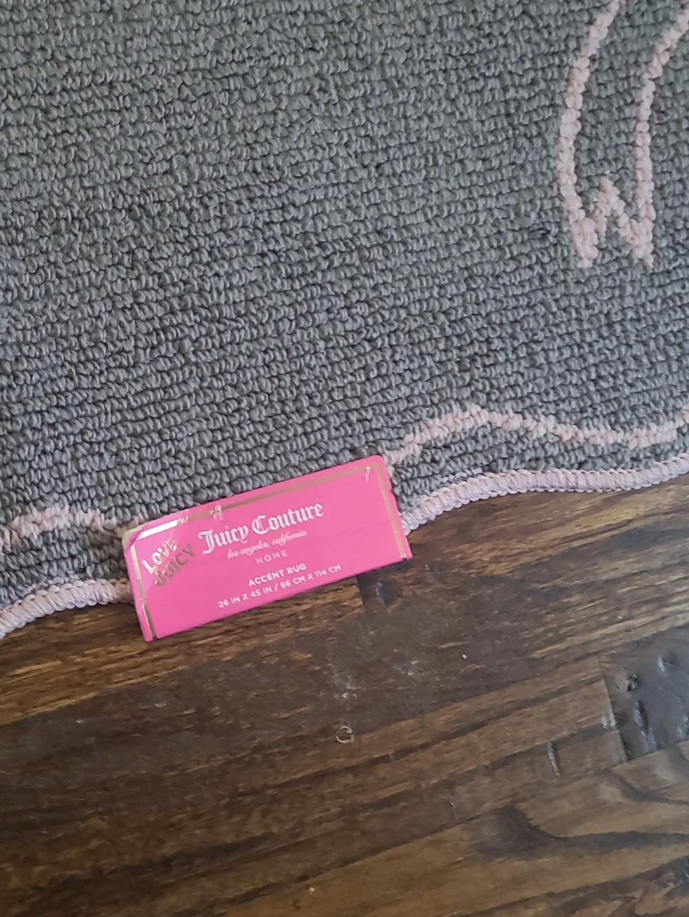 JUICY COUTURE Gray and Pink Bow Accent Rug - Home Accents - 43x24